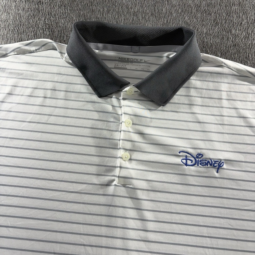 Nike Golf Disney Script Logo Polo Shirt Men's Striped Dri-Fit 2XL